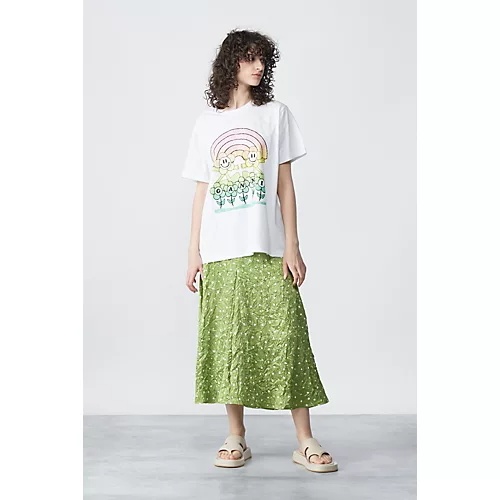 Ganni Green Polka Dot Midi Skirt In Green