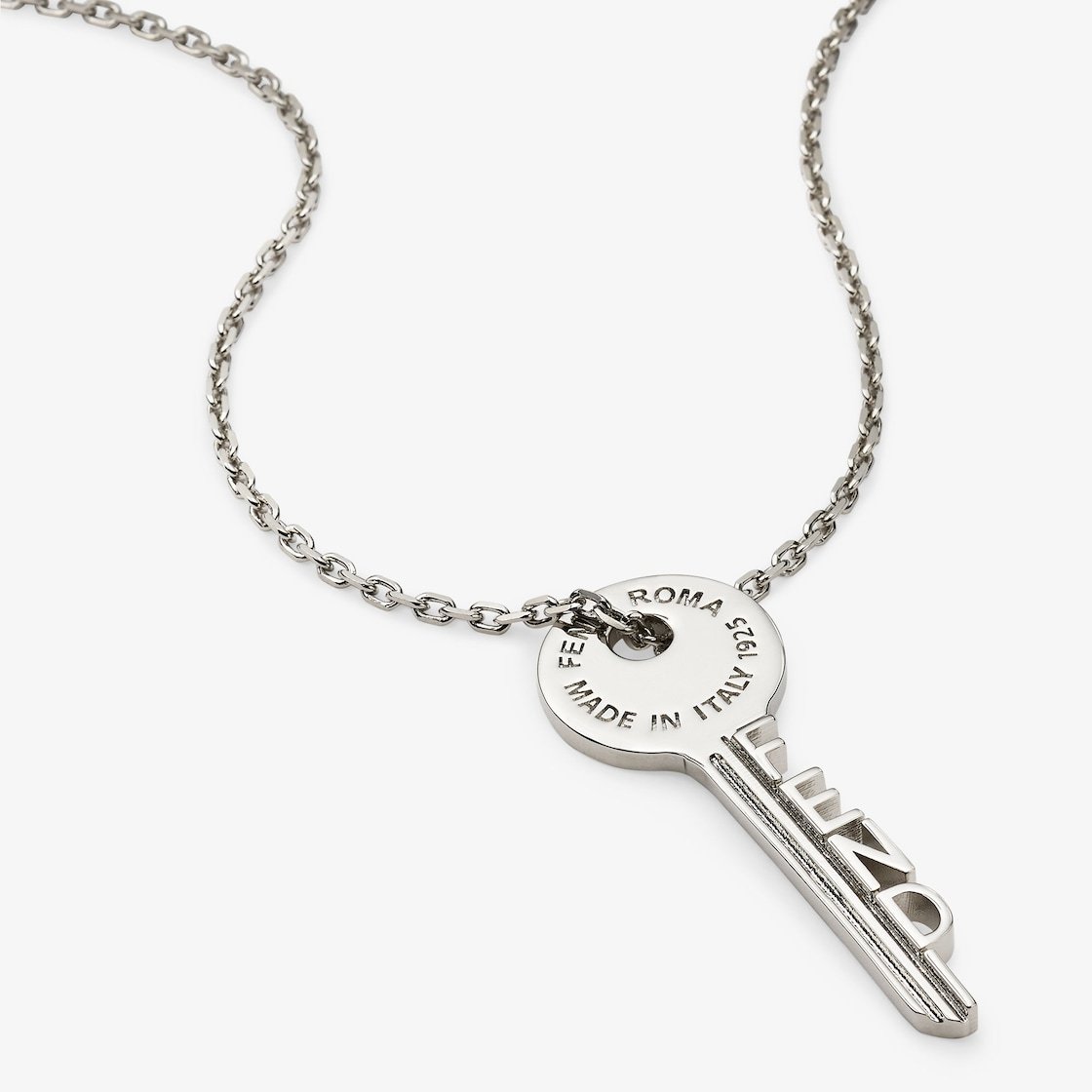 Fendi Key-shaped Pendant Thin Necklace In White