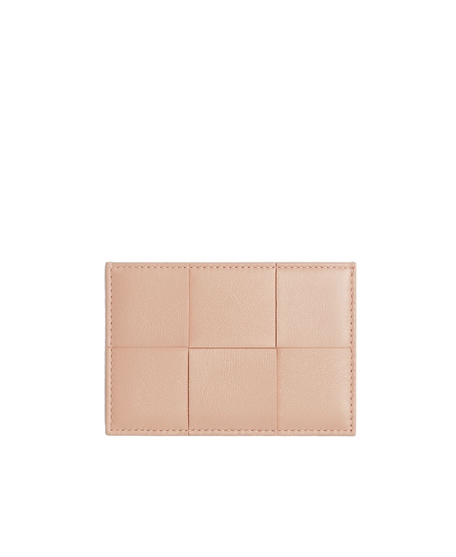 Bottega Veneta Leather Credit Card Case In Nude