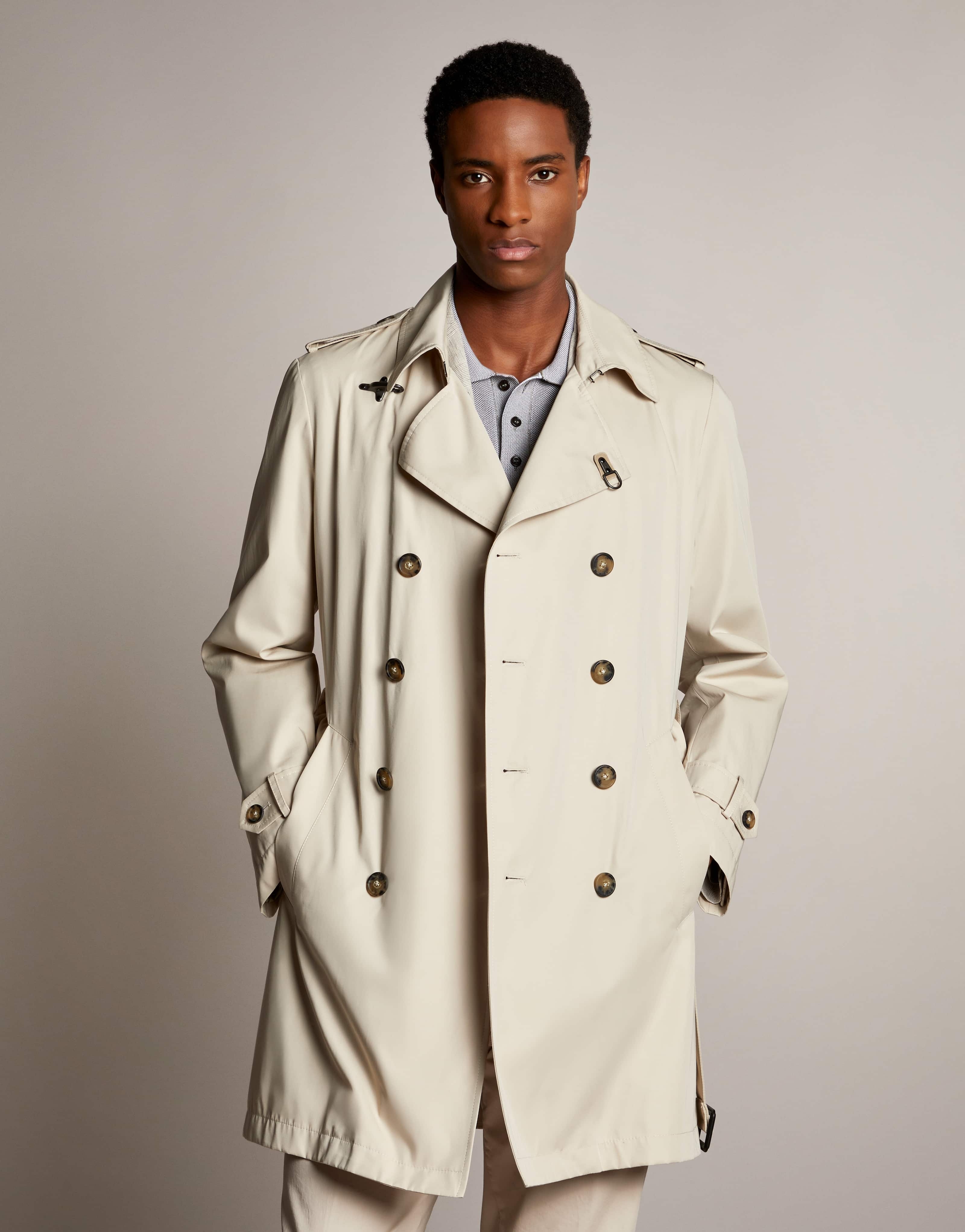 Fay Double-breasted Belted Trench Coat In Nude