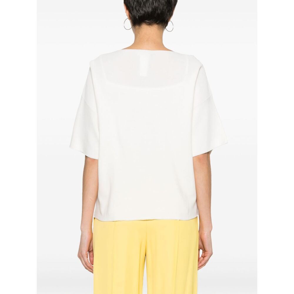 Fabiana Filippi Bead-trim Boat-neck Cotton Sweater In White