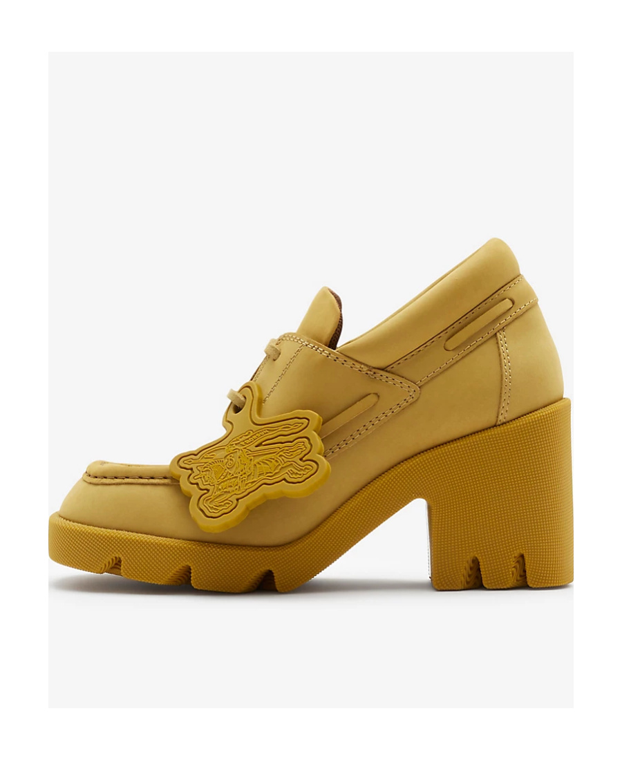 Burberry Nubuck Stride 65mm Loafers In Yellow