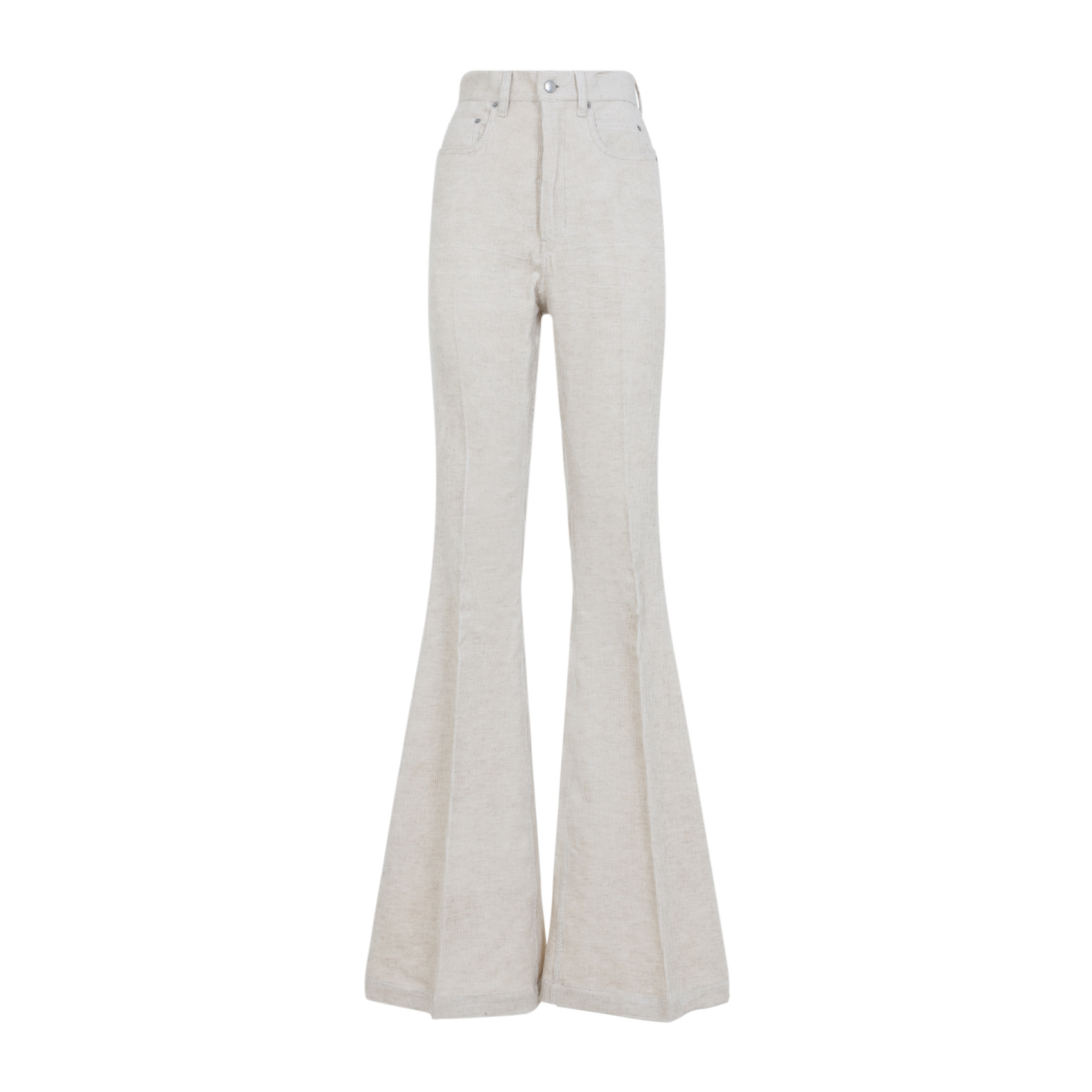 Rick Owens High-waisted Flared Pants With Textured Cotton-linen Blend In White