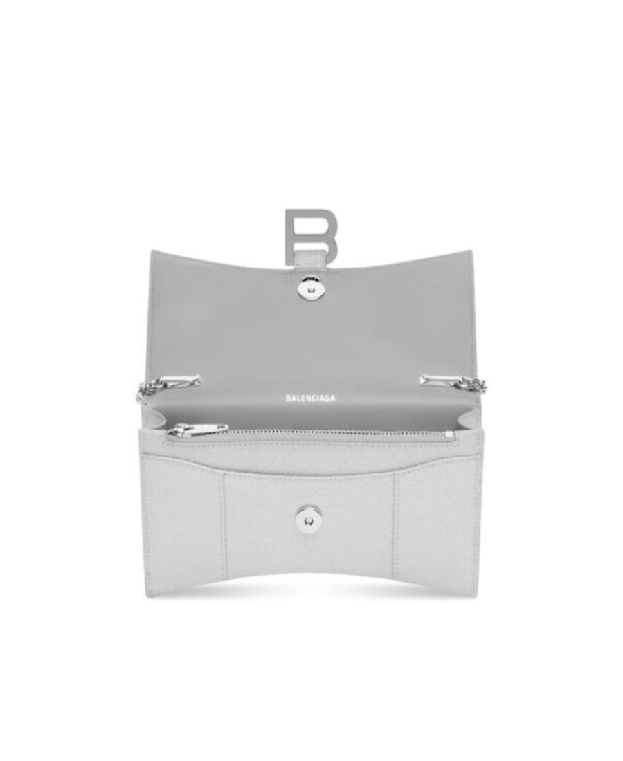 Balenciaga Xs Hourglass Wallet Shoulder Bag In White