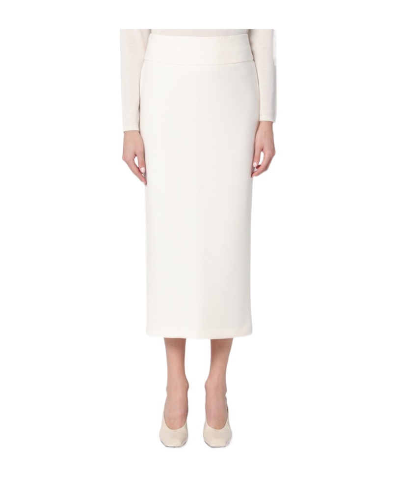 Max Mara Mid-calf Viscose Blend Skirt With Design In White