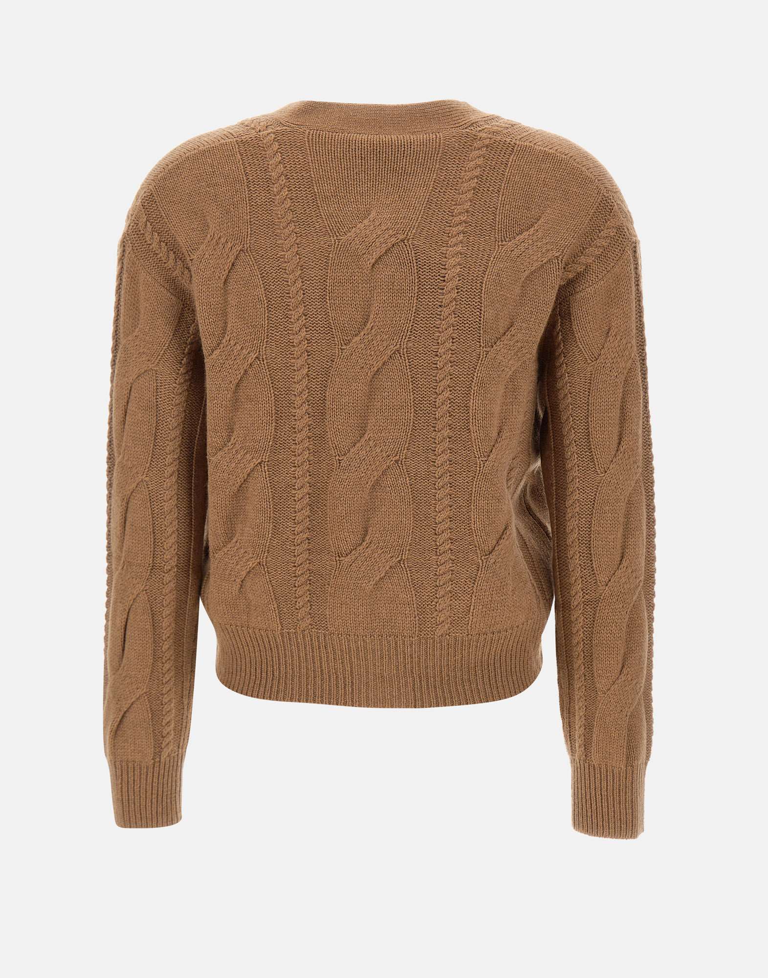 Max Mara Aladino Cable-knit Buttoned Cardigan In Brown