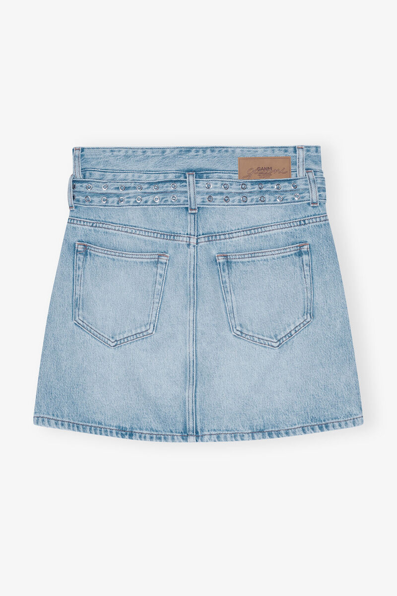 Shop Ganni Light Blue Denim Mini Skirt