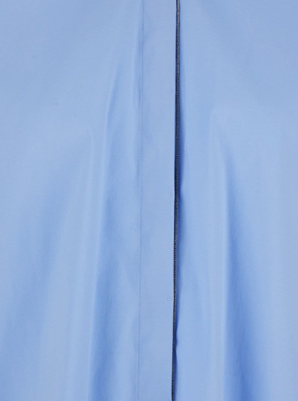 Brunello Cucinelli Oversized Light Blue Shirt With Monile Detail In Cotton Blend Woman In Blue