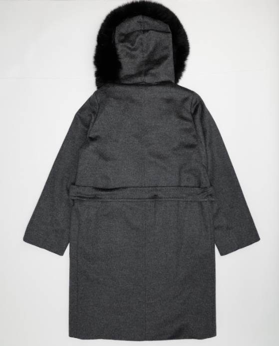 Max Mara Woolly Collar Hooded Coat In Gray