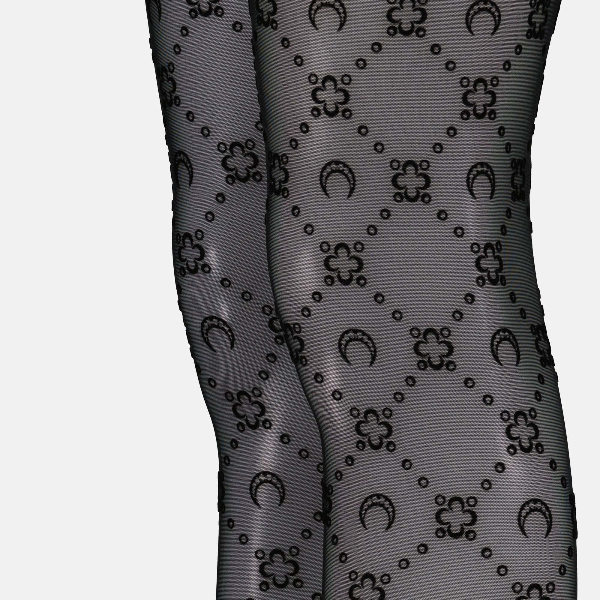 Marine Serre All-over Moon Printed Tights In Black