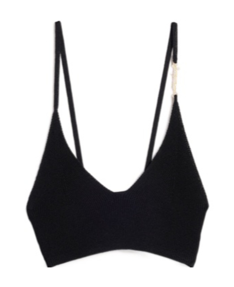 Jacquemus Le Bandeau Pralu Knit Bralette In Black