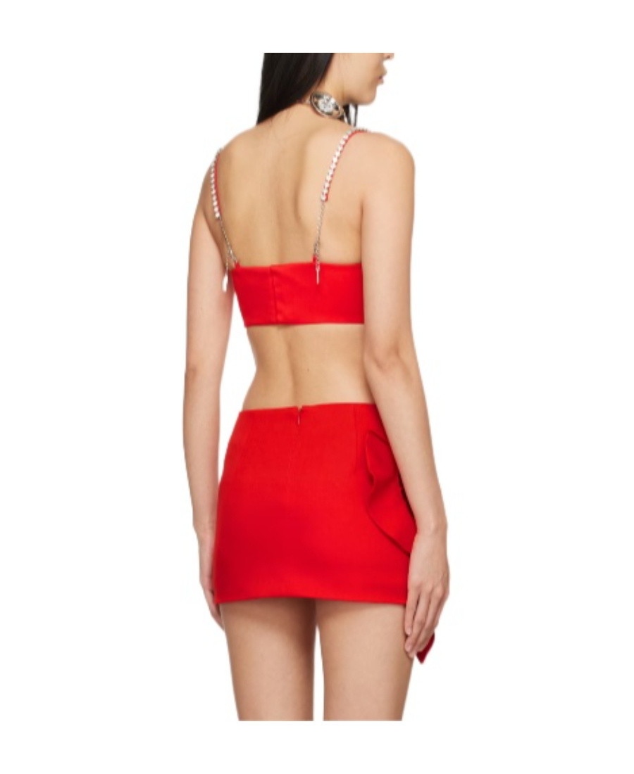 Area Heart Virgin Wool-blend Miniskirt In Red