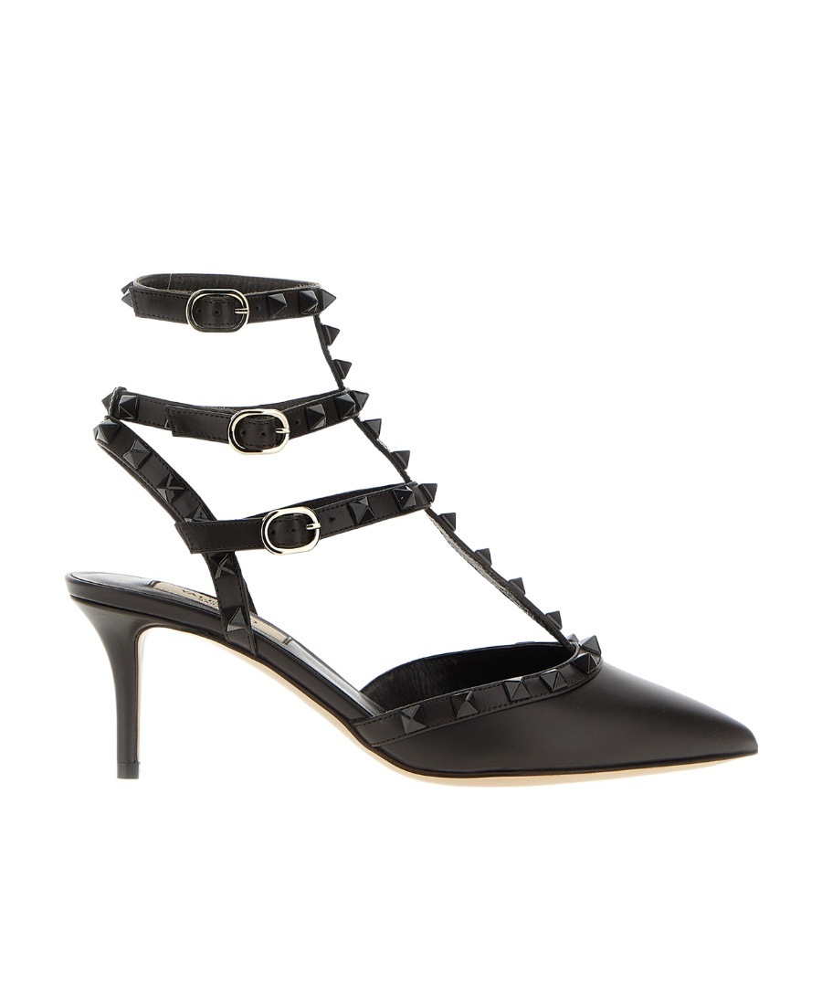 Valentino Garavani Patent Rockstud Pumps With Matching Straps And Studs 65 Mm Woman Black 41.5 In Brown