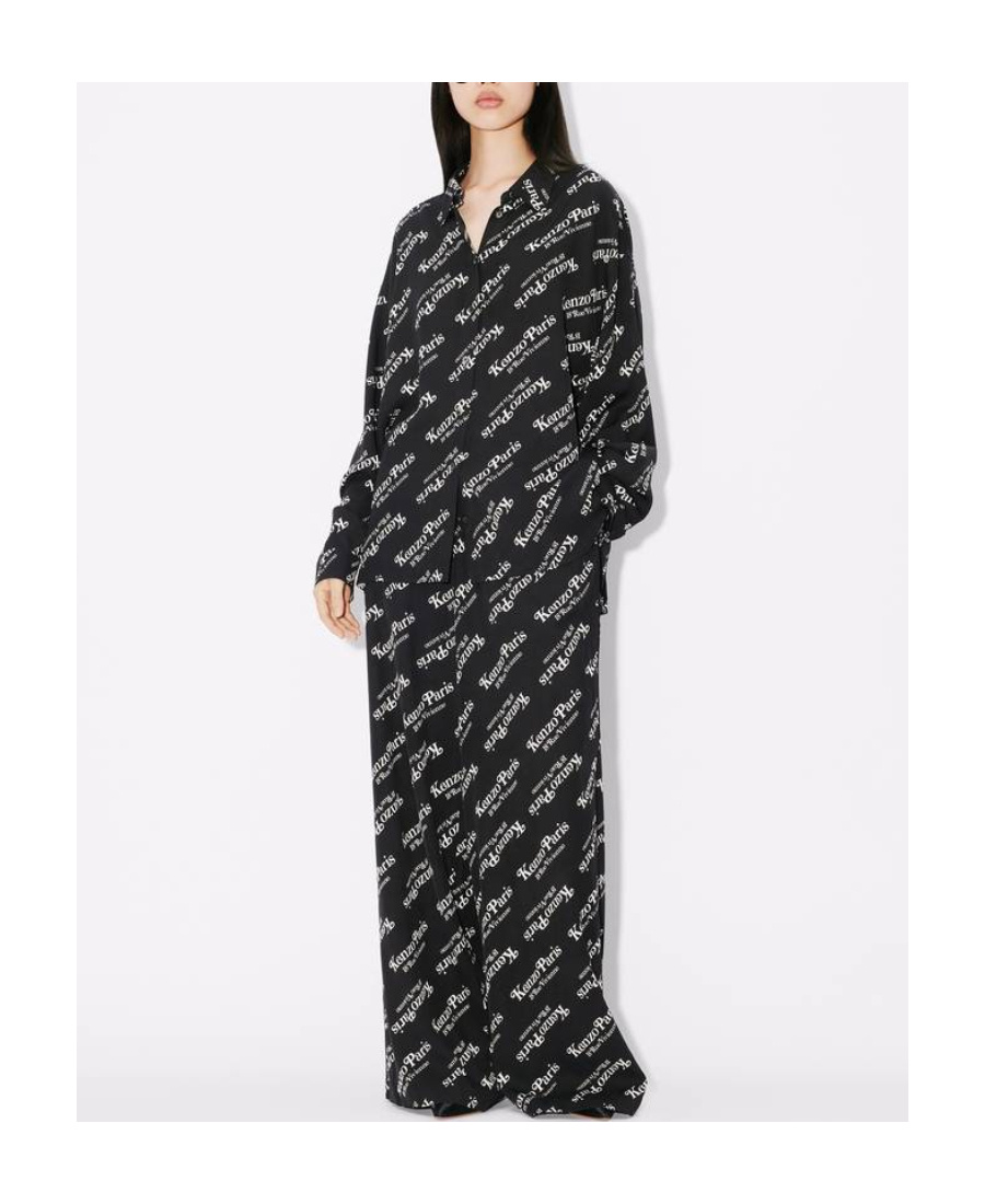 Kenzo Logo-print Twill Shirt In Black