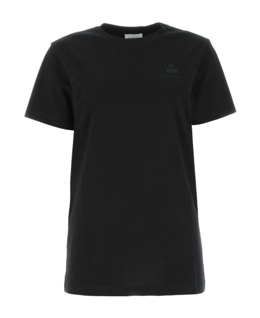 Isabel Marant Étoile Black Crewneck T-shirt With Logo Embroidery In Cotton Woman Isabel Marant Etoile In Black