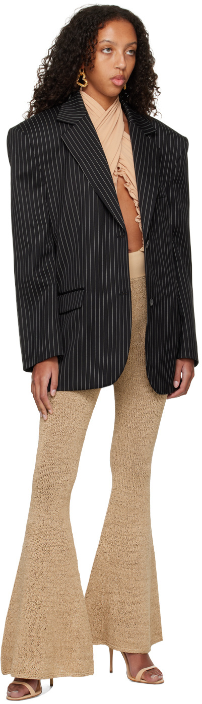 Magda Butrym Knitted Horn Casual Pants In Nude