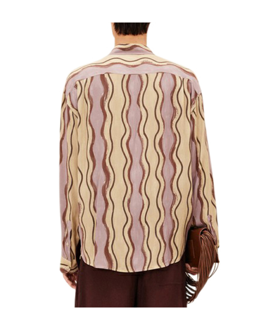 Jacquemus La Chemise Simon Print Brown Waves Stripe 52 In Nude