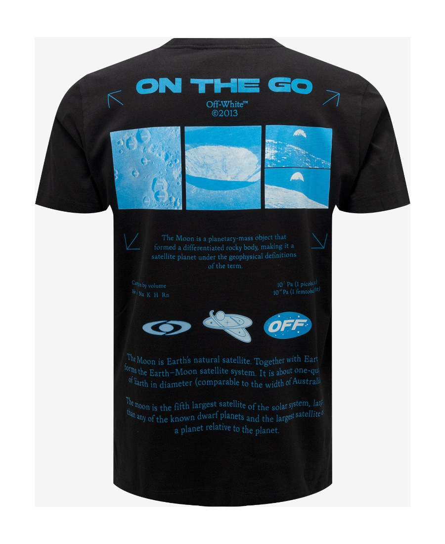 Off-white On The Go Moon Cotton T-shirt In Blue