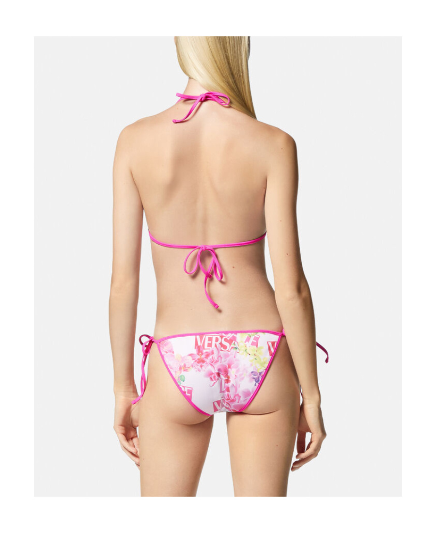 Versace Reversible Logo Orchid Bikini Bottoms In Pink