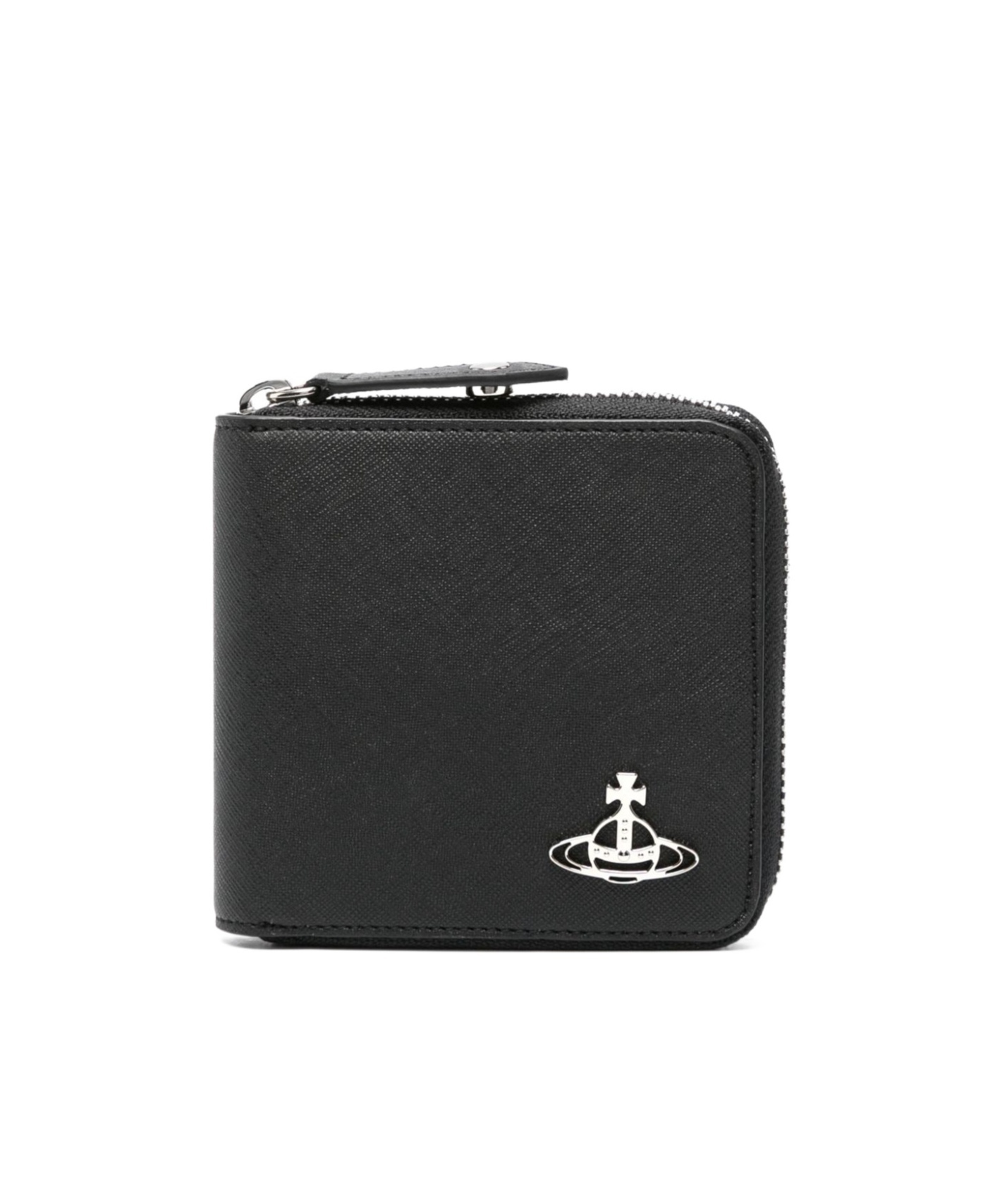 Vivienne Westwood Grained Rectangular Wallets With Silver-tone Hardware In Black