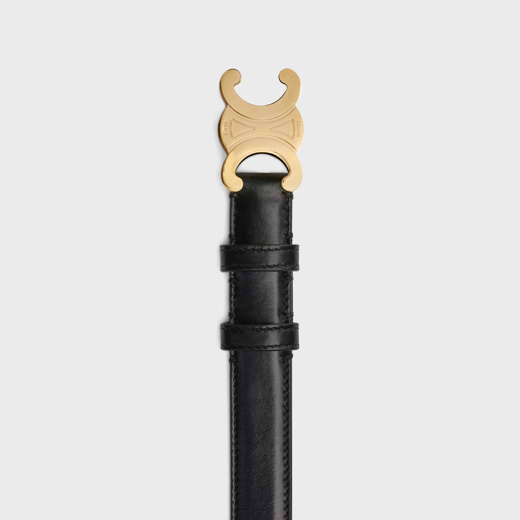 Celine Medium Triomphe Smooth Cattle Leather Belt In Nude