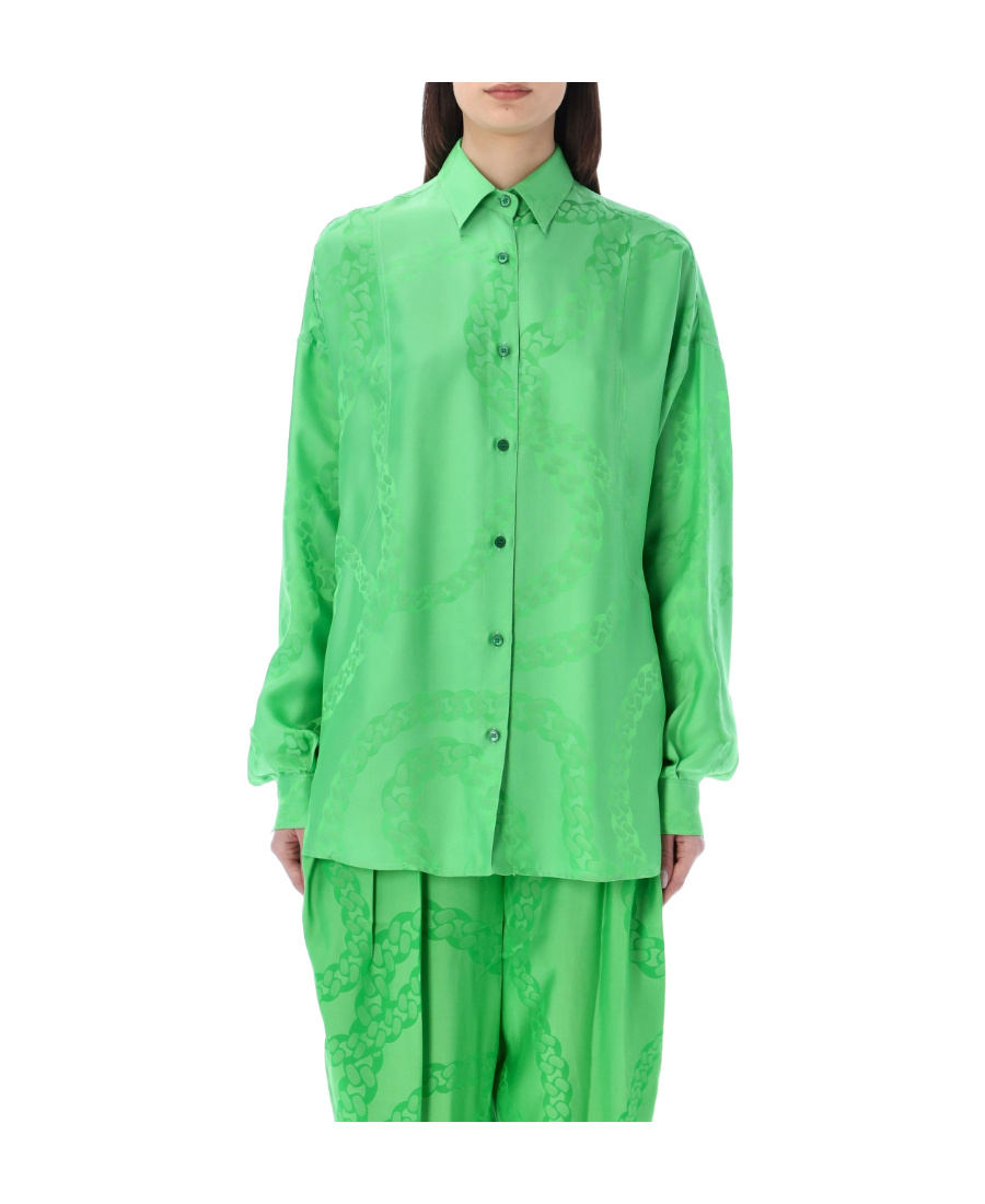 Stella Mccartney Buttoned Long-sleeved Shirt In Green