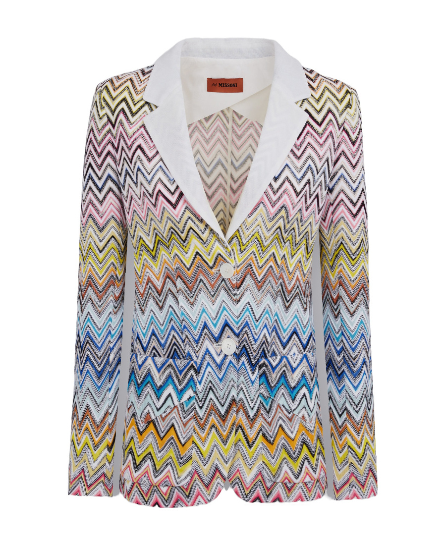 Missoni Zigzag-pattern Single-breasted Blazer In Multi