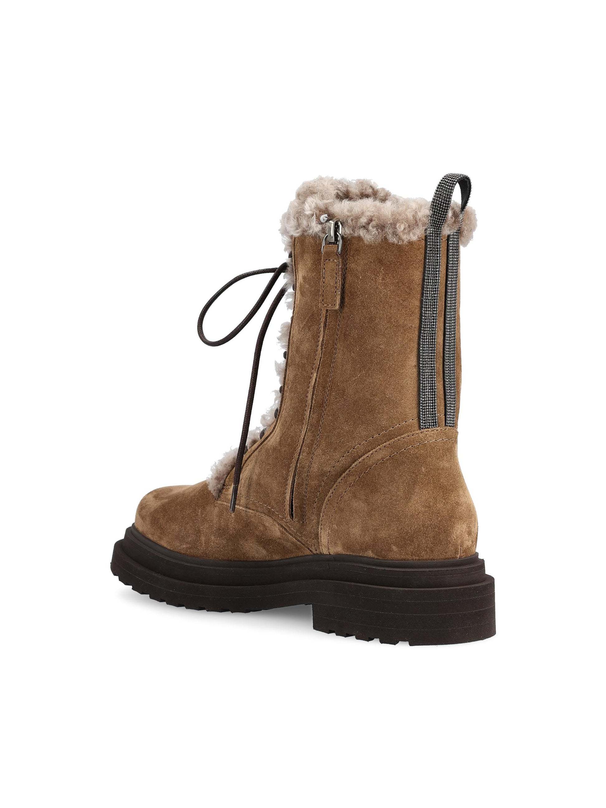 Brunello Cucinelli Shearling Boots In Brown