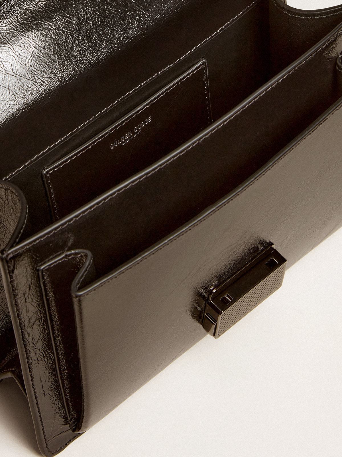 GOLDEN GOOSE VENEZIA BAG IN BLACK METALLIC LEATHER WITH BLACK DETAILS