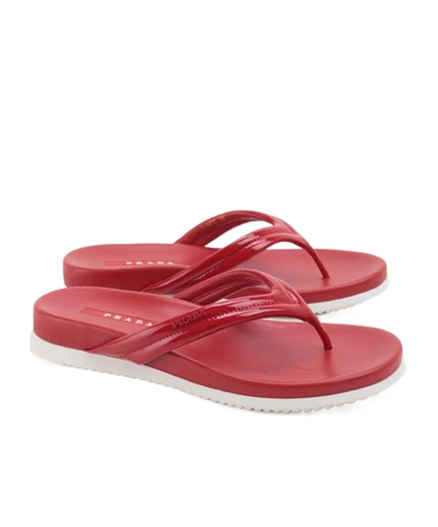 Shop Prada Logo Slippers In Red