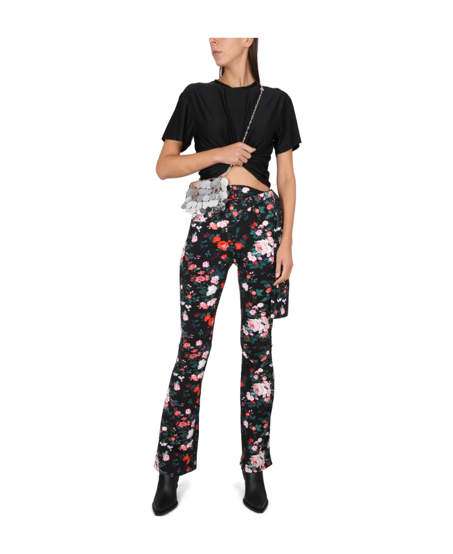 Rabanne Viscose Jersey Printed Flared Trousers In Black