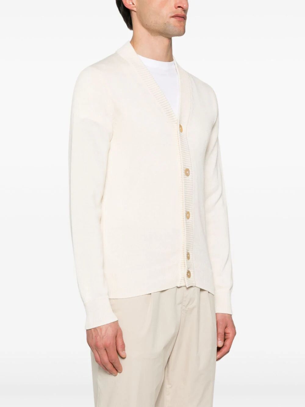 Zanone V-neck Knitwear Sweater Long Sleeves In White