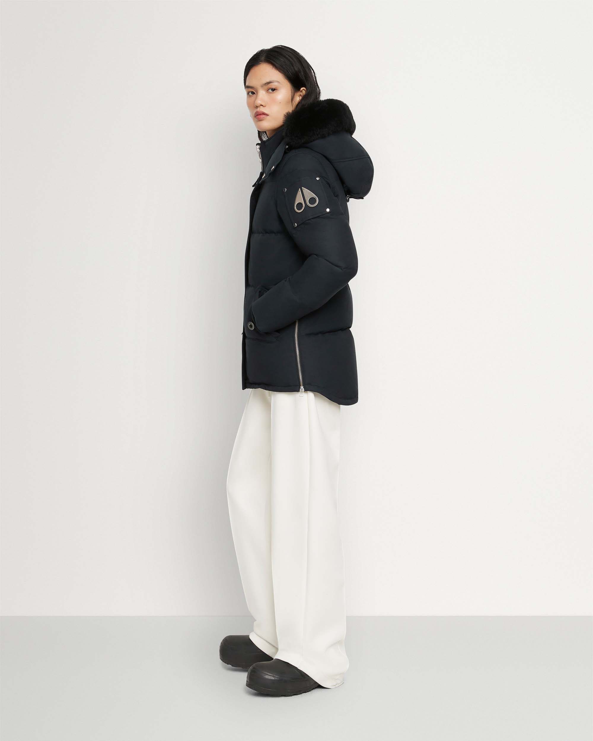 Moose Knuckles Padded Black Jacket With High Collar And Detachable Hood