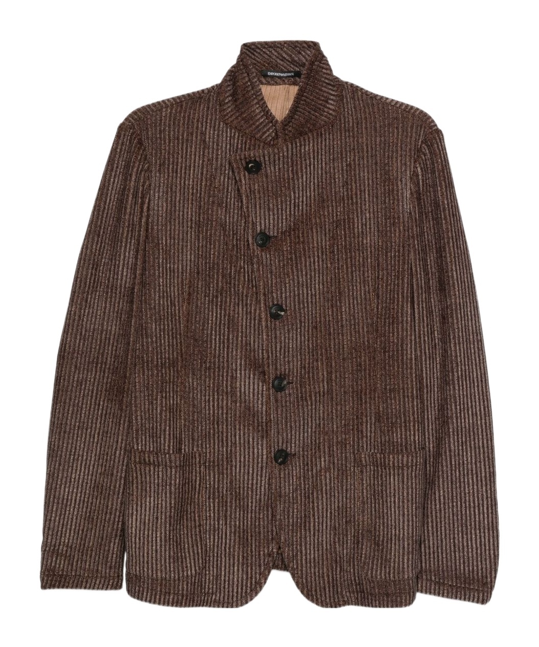 Emporio Armani Single-breasted Blazer Jacket Textured Finish In Brown