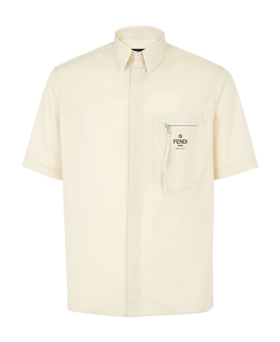 Fendi Short-sleeve Cotton Shirt In White