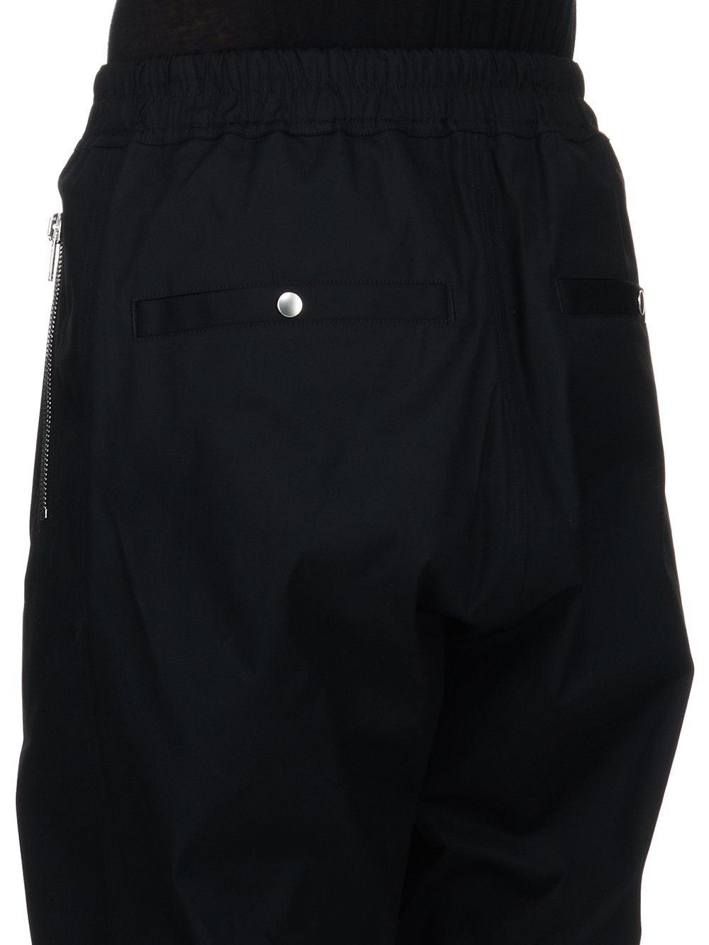 Rick Owens Black Drop-crotched Track Pants With Drawstring In Stretch Cotton Man In Black