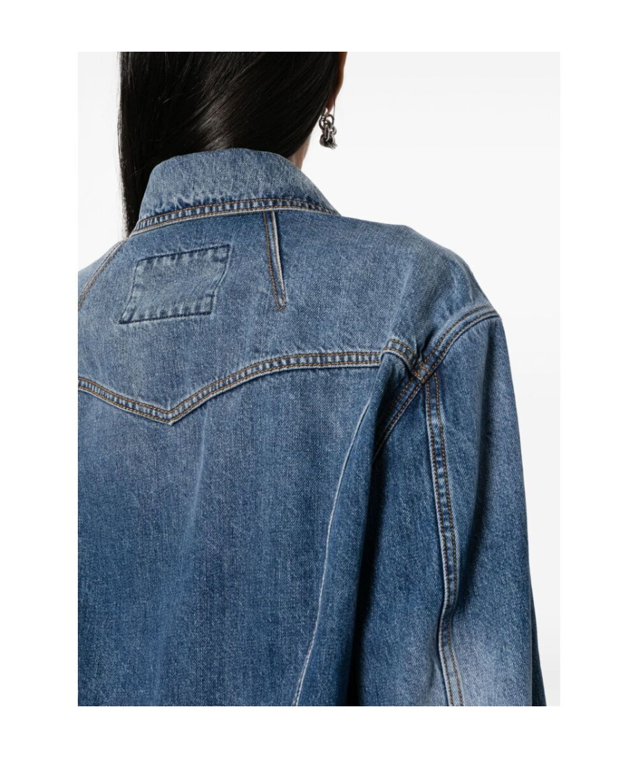 Alexander Mcqueen Cropped Denim Jacket In Blue