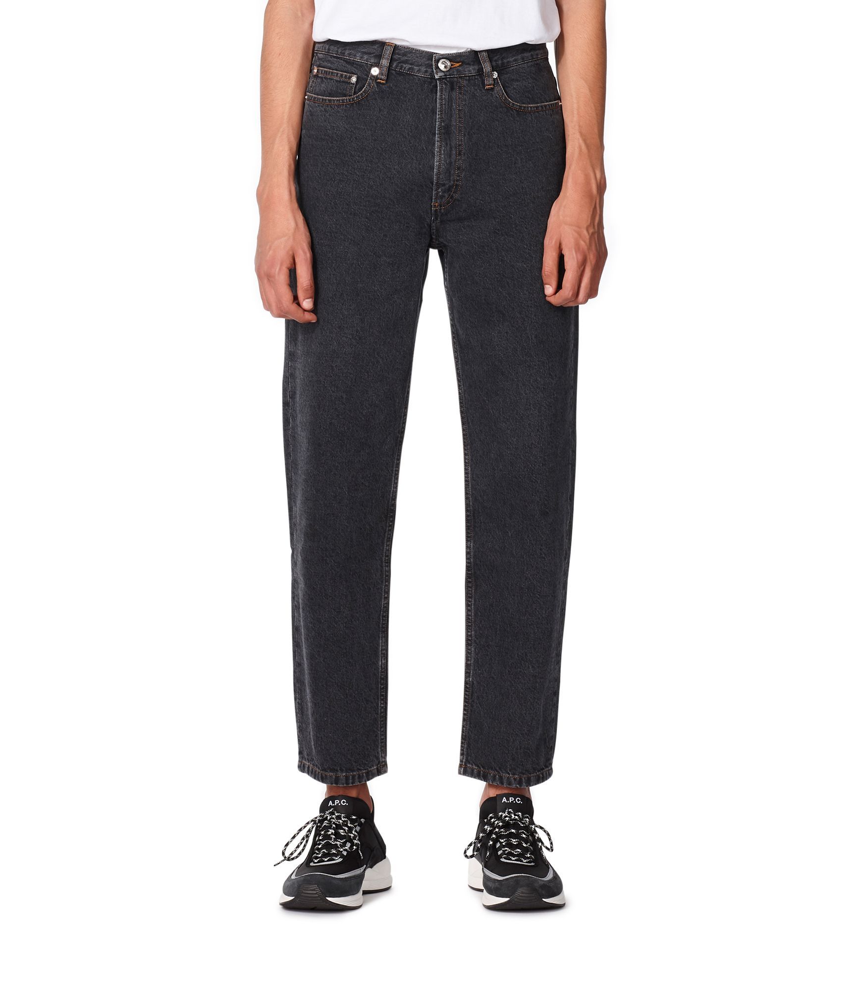 Apc A.p.c. Straight-leg Jeans With High Waist And Subtle Texture In Black