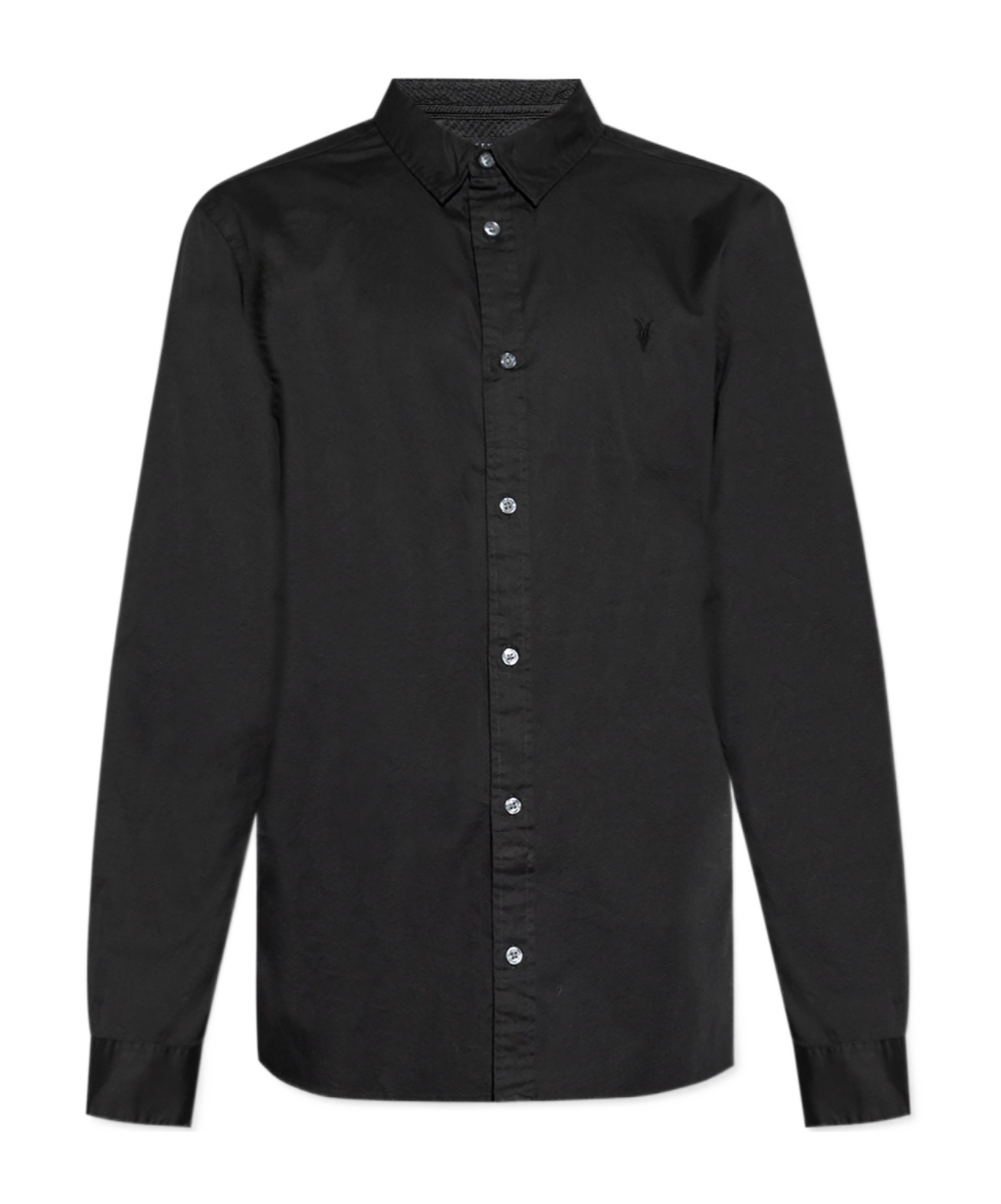 Allsaints Karmi Tonal Stripe Relaxed Fit Shirt In Black