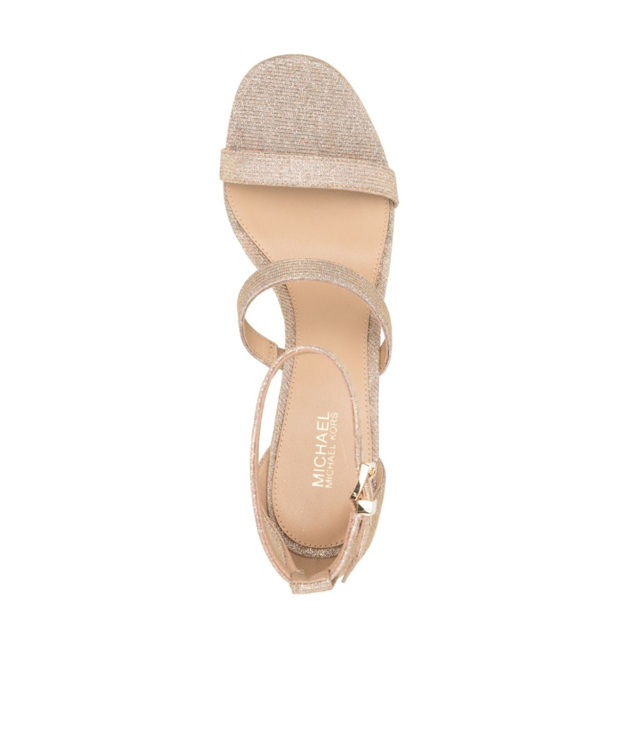 Shop Michael Michael Kors Koda 80mm Logo-charm Glitter Sandals In Nude