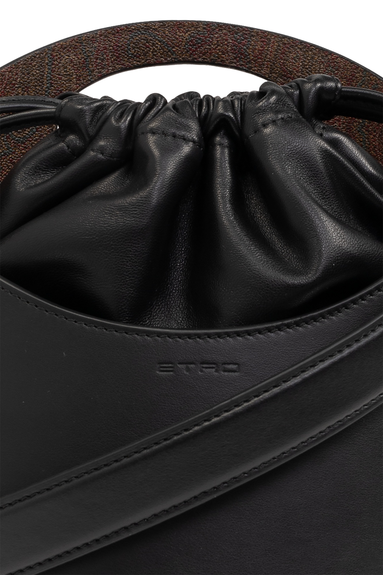 Etro Saturno Medium Drawstring Bucket Bag In Black