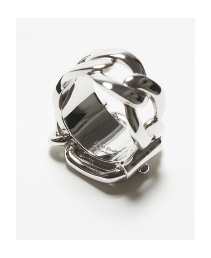 Acne Studios Logo Engraving Ring In White