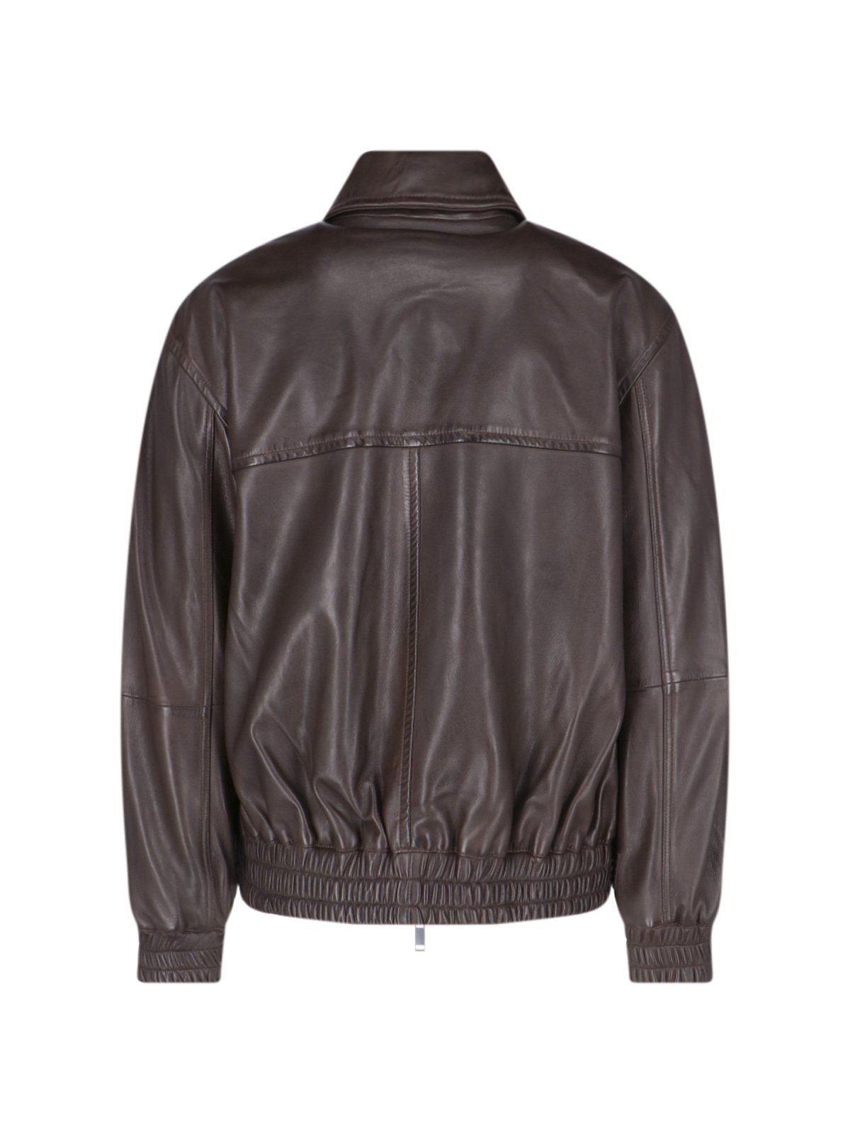 Studio Nicholson Piston Leather Zip-up Jacket In Brown
