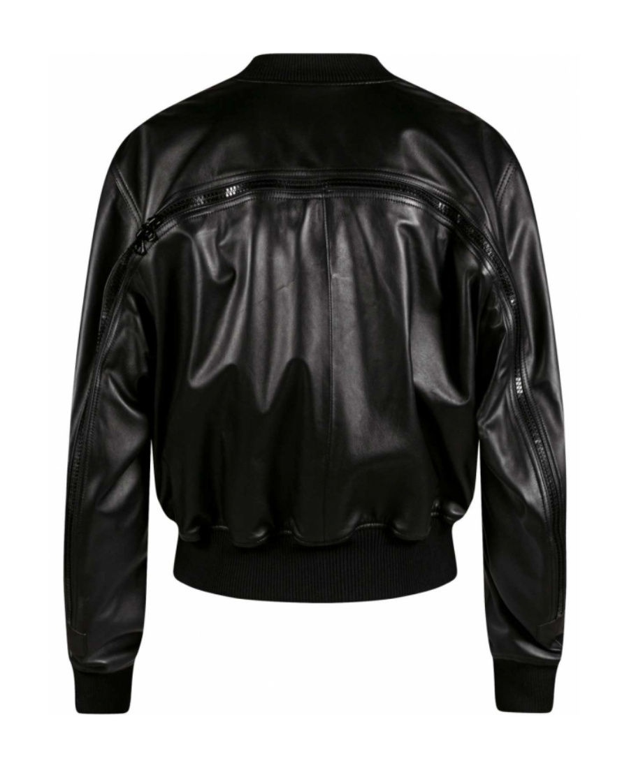 Dries Van Noten Logo Leather Jacket In Black