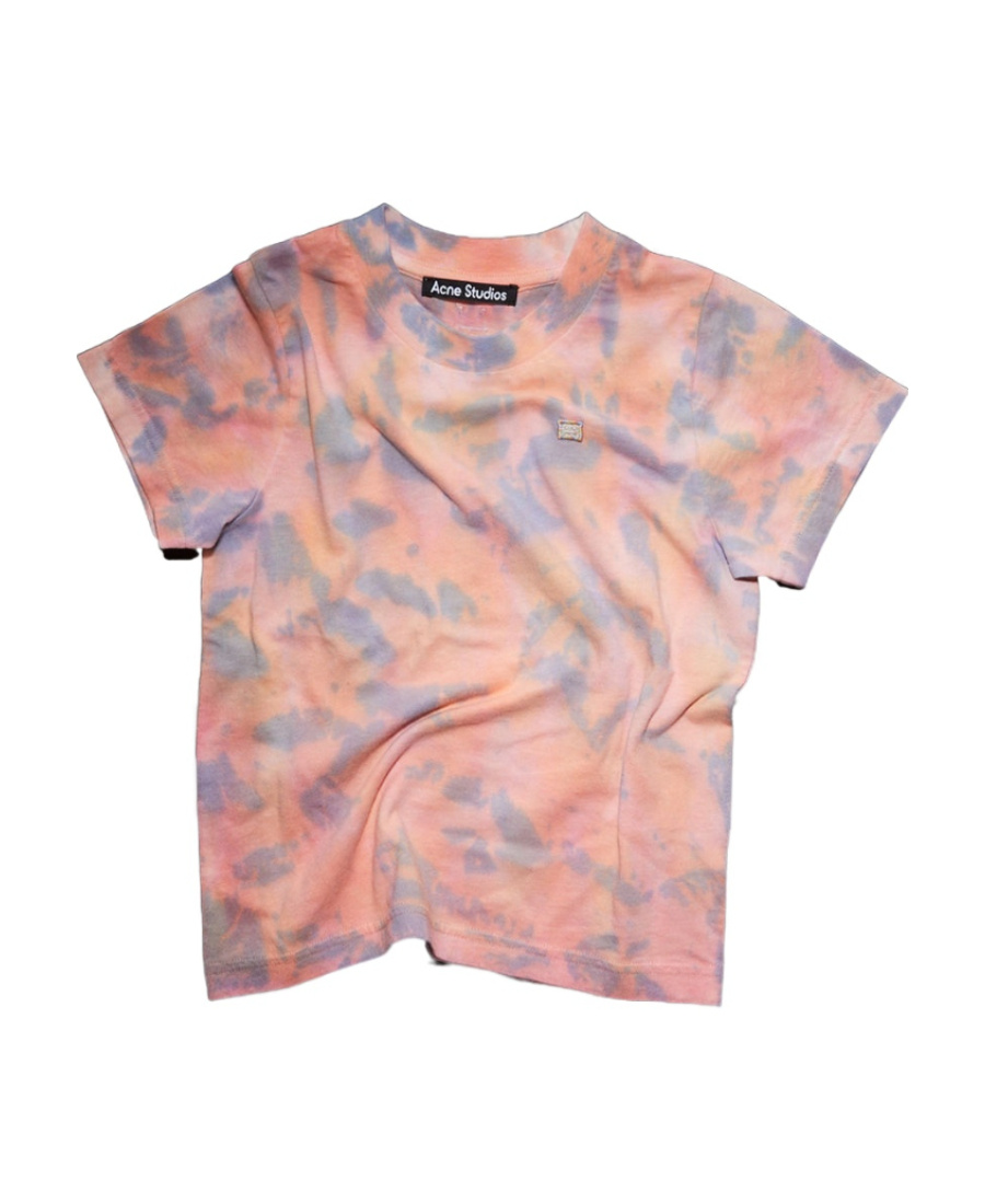 Acne Studios Face-patch Tie Dye-print Cotton-jersey T-shirt 3-10 Years In Pink