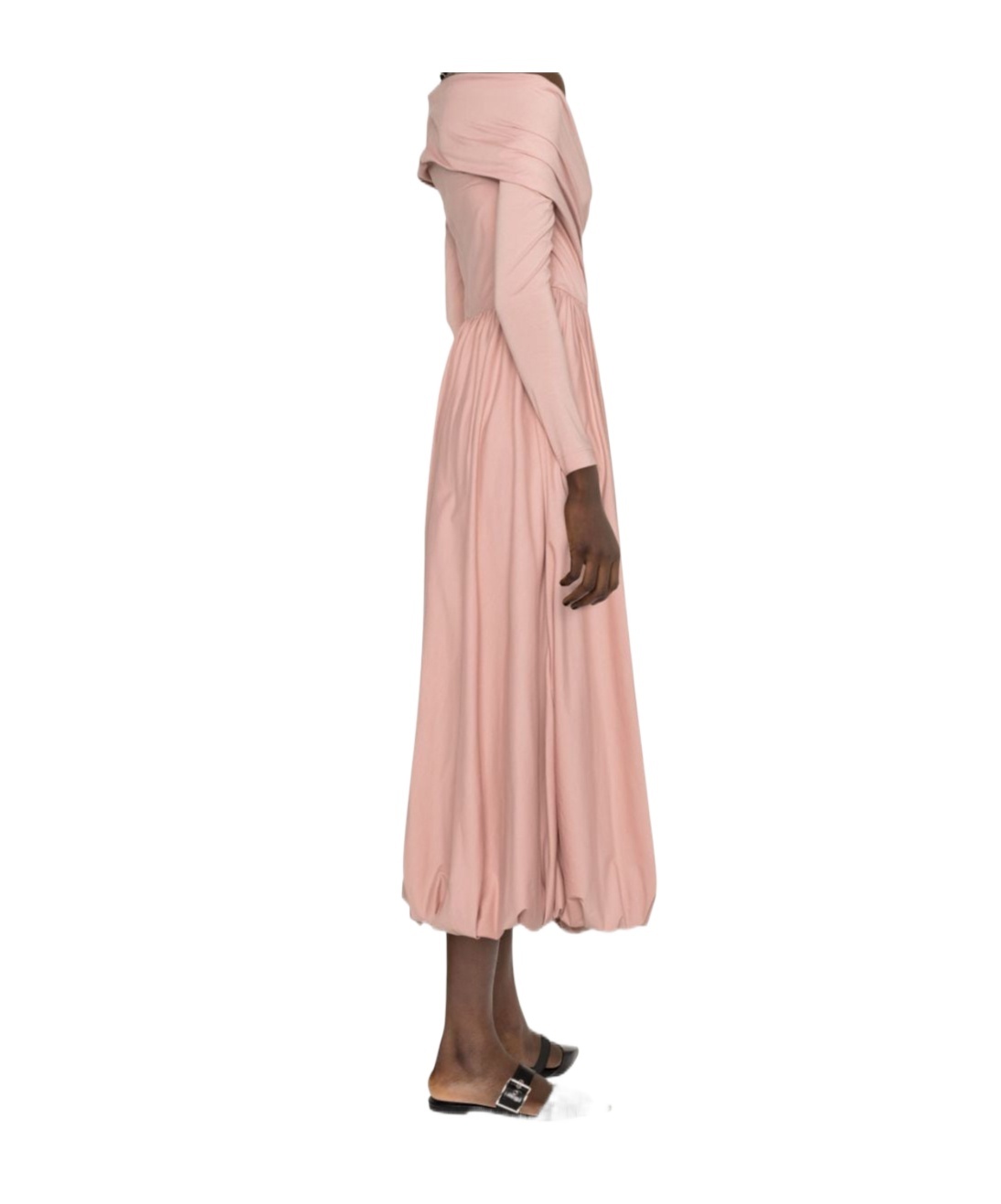 Philosophy Di Lorenzo Serafini Draped Waist Off-shoulder Midi Dress In Pink