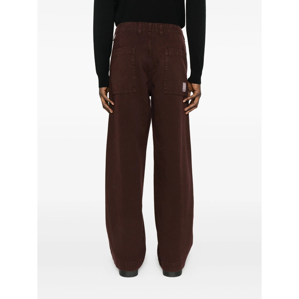 Emporio Armani Wide Leg Trousers With Side And Back Pockets In Brown