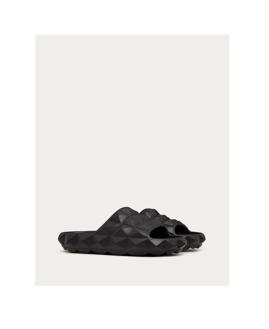 Valentino Roman Stud Turtle Slide Sandal In Black