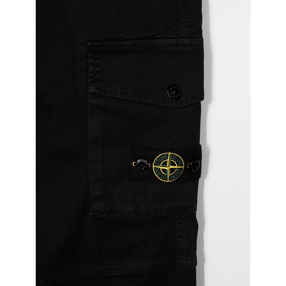Stone Island Slim-cut Logo Trousers In Black