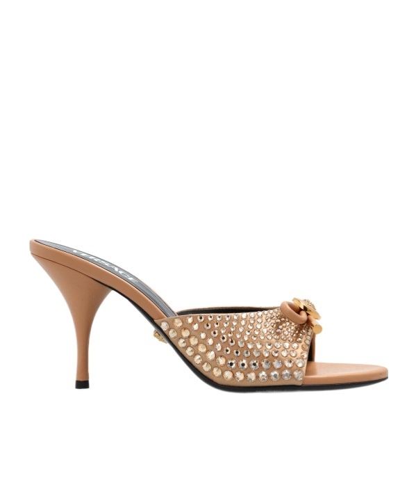 Versace 85mm Opera Embellished Bow Sandals In Brown